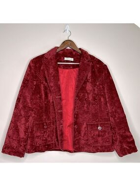 Seasons Hammered Velvet Blazer Boxy Fit Cherry Red XL